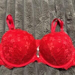 Victoria's Secret Vibrant Red Lace Push Up Bra